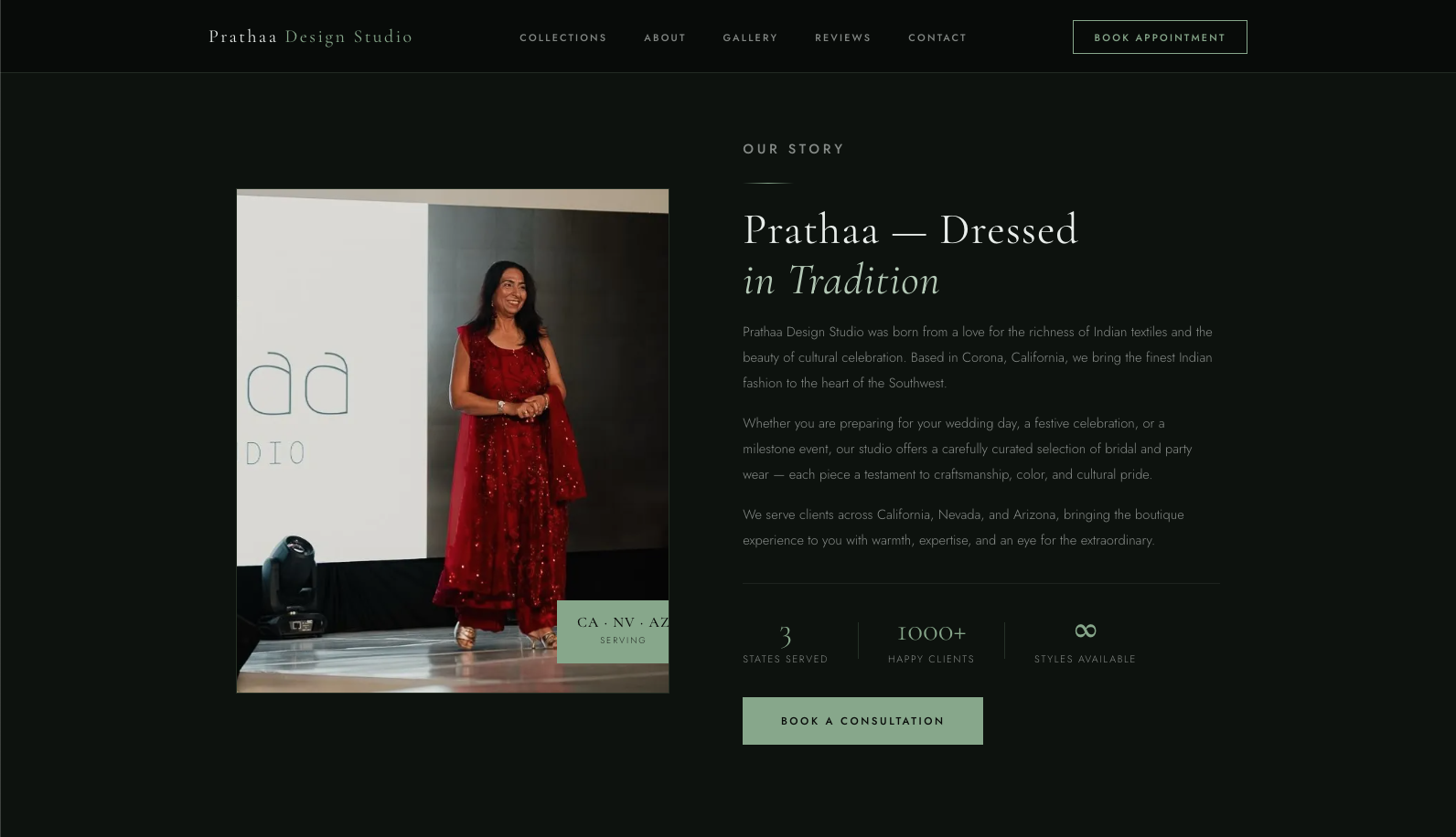 Prathaa Design Studio website screenshot